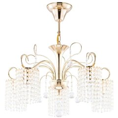 Подвесная люстра с хрусталем Leona FR1127-PL-05-G Подвесная люстра с хрусталем Leona FR1127-PL-05-G
