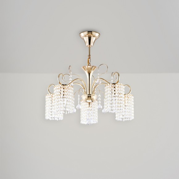 Подвесная люстра с хрусталем Leona FR1127-PL-05-G