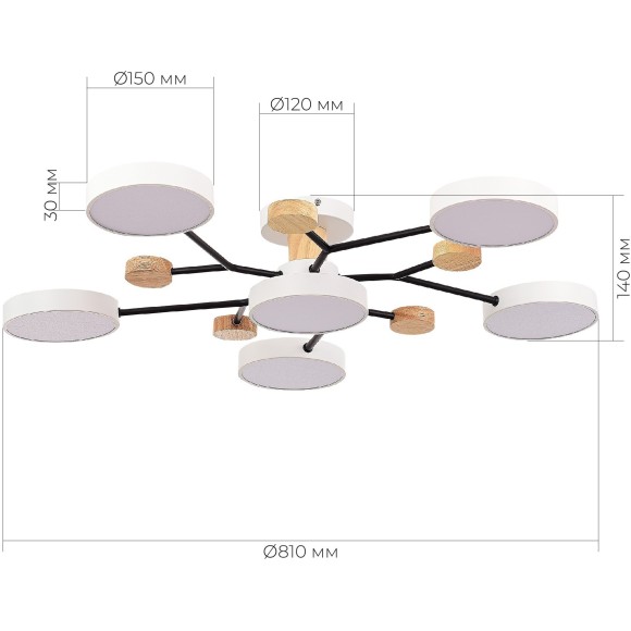 SLE6006-502-06 Светильник потолочный Белый/Белый LED 6*12W 3000K/4500K/6000K FAEMA