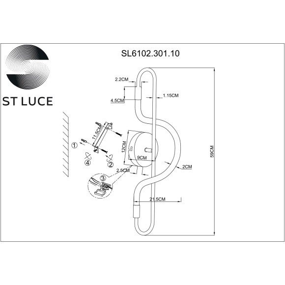 SL6102.301.10 Светильник настенный ST-Luce Латунь/Белый LED 1*10W 4000K SAGRATO