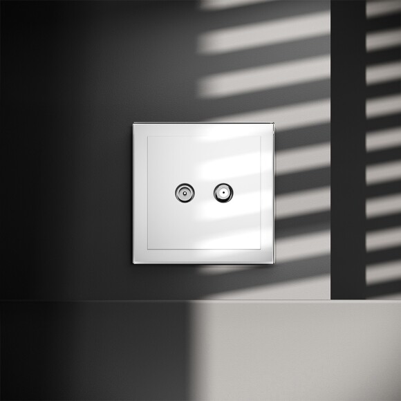 Розетка телевизионная встраиваемая VOLTUM S70 оконечная TV+SAT, (белый глянцевый)