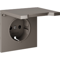 Накладка для розетки с заземлением, защитными шторками и крышкой, S70 (капучино)