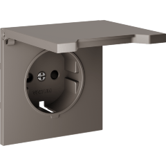 Накладка для розетки с заземлением, защитными шторками и крышкой, S70 (капучино)