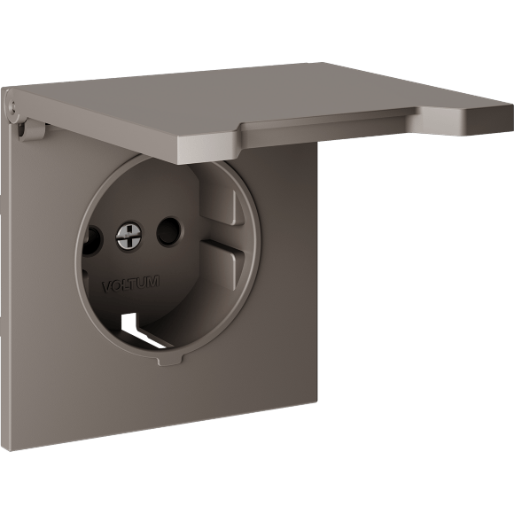 Накладка для розетки с заземлением, защитными шторками и крышкой, S70 (капучино)