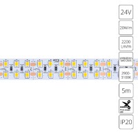 A2424015-01-3K Светодиодная лента 24В 20Вт/м 2200Лм/м 3000К CRI 90+ 15мм SMD2835 240шт/м 5м IP20