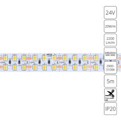 A2424015-01-3K Светодиодная лента 24В 20Вт/м 2200Лм/м 3000К CRI 90+ 15мм SMD2835 240шт/м 5м IP20 A2424015-01-3K Светодиодная лента 24В 20Вт/м 2200Лм/м 3000К CRI 90+ 15мм SMD2835 240шт/м 5м IP20
