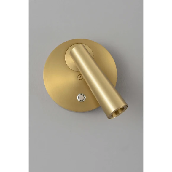 Crystal Lux CLT 233W GO 1400/590 Настенный светодиодный спот (бра) для чтения, с сенсорным выключателем на корпусе, металл латунь LED 3Вт 3000К 255Лм CRI95 36° IP20 220V