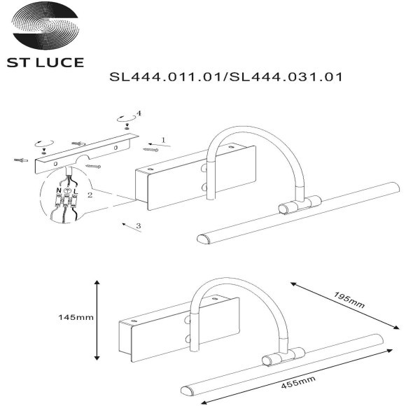 SL444.031.01 Подсветка для картин ST-Luce Бронза/Бронза LED 1*8W 4000K Настенные светильники SL444.031.01 Подсветка для картин ST-Luce Бронза/Бронза LED 1*8W 4000K Настенные светильники
