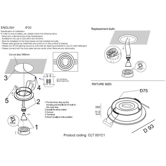 Светильник встраиваемый Crystal Lux CLT 001C1 WH