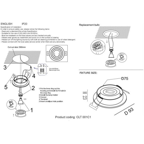 Светильник встраиваемый Crystal Lux CLT 001C1 WH