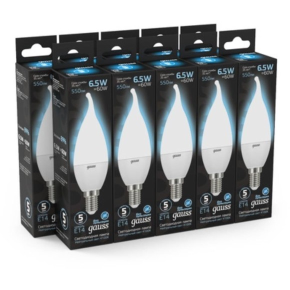 104101207 Лампа Gauss LED Свеча на ветру E14 6.5W 550lm 4100K 1/10/50 104101207 Лампа Gauss LED Свеча на ветру E14 6.5W 550lm 4100K 1/10/50