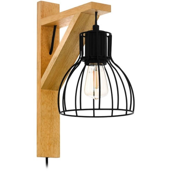 43351 Светильник настенный RAMPSIDE 1, 1X40W(E27), дерево, сталь, черный