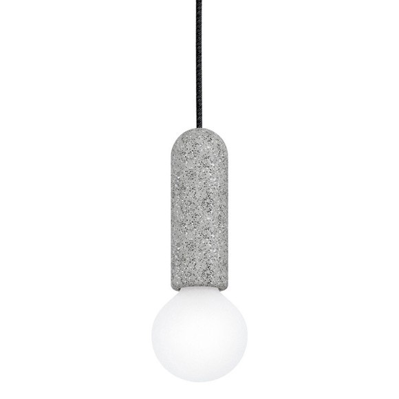 Антрацитовый подвесной светильник EGLO GIACONECCHIA 39833 под 6 ламп E27, макс. 40Вт, подключение 220В, стальная арматура, серые плафоны из терраццо, диаметр 535 мм, высота 1500 мм