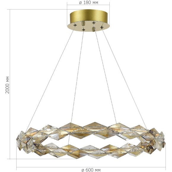 SL6009.203.01 Люстра подвесная ST-Luce Золотистый/Прозрачный,Янтарный LED 1*30W 3000K DIAMANTA