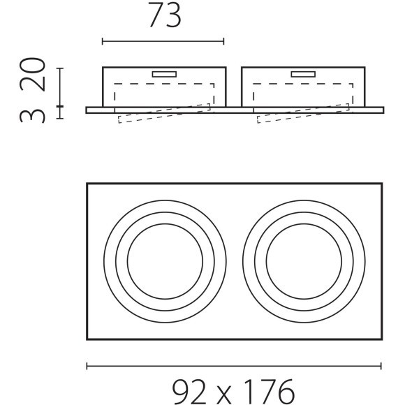 Светильник черный встраиваемый MR16/GU10 2 лампы макс 12Вт Singo Base Lightstar 011626