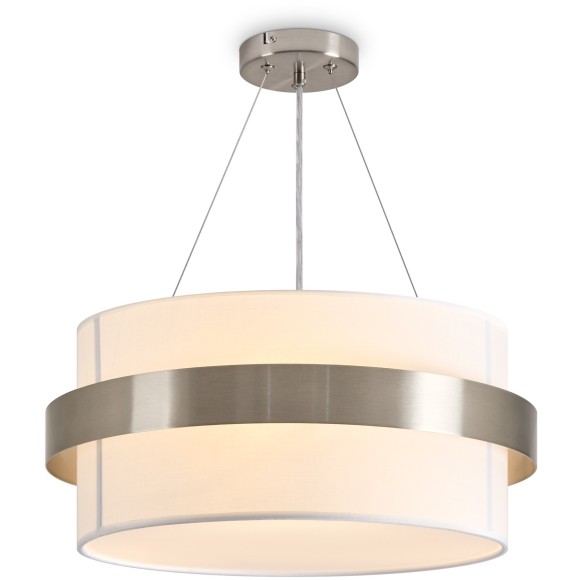 Люстра никель подвесная с тканевым плафоном и лампами тремя E14 Freya Bride FR5367PL-03N