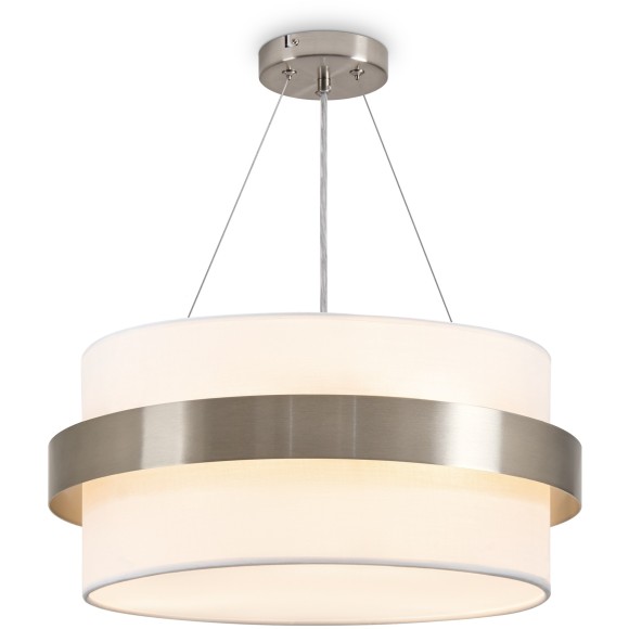 Люстра никель подвесная с тканевым плафоном и лампами тремя E14 Freya Bride FR5367PL-03N