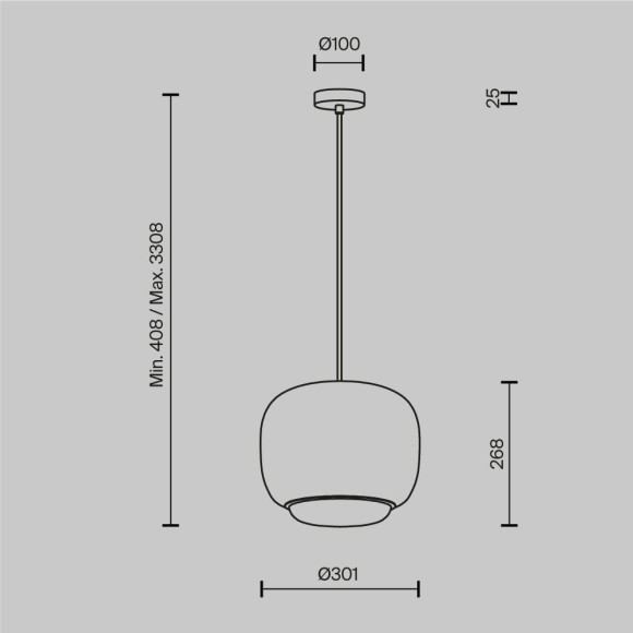 MOD466PL-L12W3K Подвесной светодиодный светильник с белым алюминиевым плафоном 30см, 20Вт, 180°, 3000К, CRI90, 2100Лм  Maytoni Brio