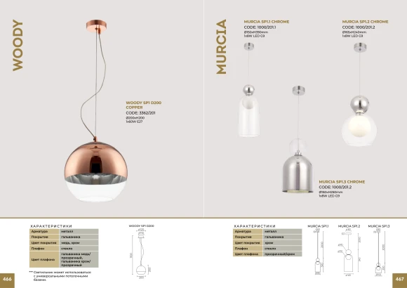 MURCIA SP1.3 CHROME 1000/201.3 Crystal Lux Хромированный подвесной светильник с прозрачным стеклянным плафоном, 1 x G9 LED до 8 Вт, Ø150 мм, H max 2250 мм, IP20, 220 В