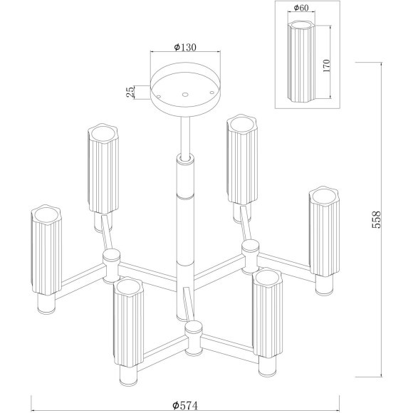 Люстра на штанге Freya FR5167PL-06BS Ambra под лампы 6xE14 40W Люстра на штанге Freya FR5167PL-06BS Ambra под лампы 6xE14 40W