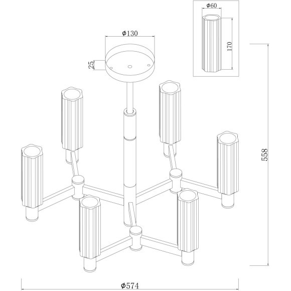Люстра на штанге Freya FR5167PL-06BS Ambra под лампы 6xE14 40W Люстра на штанге Freya FR5167PL-06BS Ambra под лампы 6xE14 40W