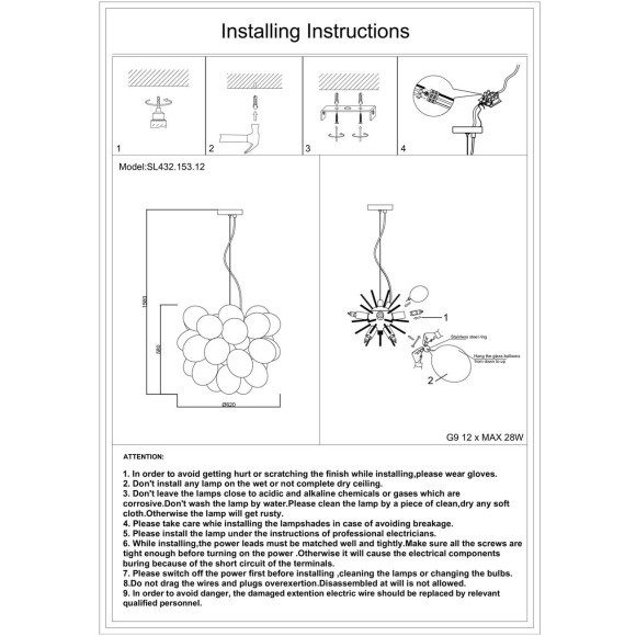 SL432.153.12 Светильник подвесной ST-Luce Хром/Разноцветный G9 12*5W SOSPIRO