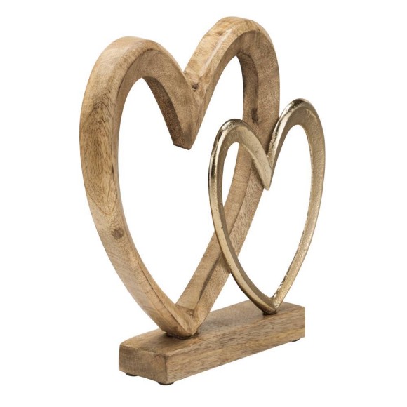 427556 Фигурка Сердца TOMAMAE, H270, алюминий, дерево манго, натуральный, золотой 427556 Фигурка Сердца TOMAMAE, H270, алюминий, дерево манго, натуральный, золотой