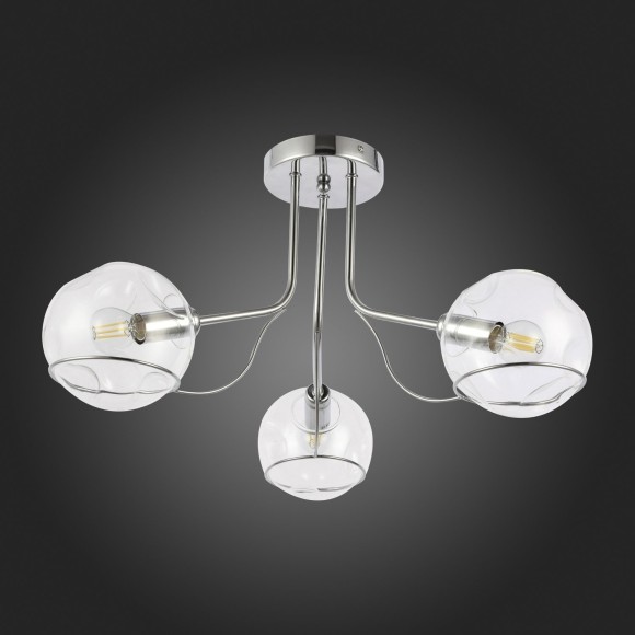 SLE102502-03 Светильник потолочный Хром/Прозрачный E14 3*40W BACA SLE102502-03 Светильник потолочный Хром/Прозрачный E14 3*40W BACA