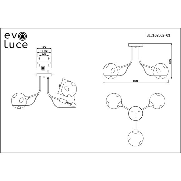SLE102502-03 Светильник потолочный Хром/Прозрачный E14 3*40W BACA SLE102502-03 Светильник потолочный Хром/Прозрачный E14 3*40W BACA