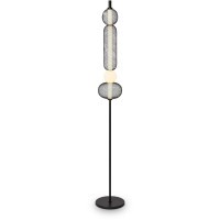 Freya Punsh FR6196FL-L11B Дизайнерский черный LED-торшер в стиле лофт с сетчатыми плафонами, черный металл, плафон белый акрил, 11 Вт, 3000К, CRI 80, 700 лм, 120°, выключатель напольный на проводе в розетку