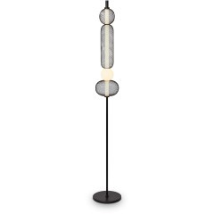 Freya Punsh FR6196FL-L11B Дизайнерский черный LED-торшер в стиле лофт с сетчатыми плафонами, черный металл, плафон белый акрил, 11 Вт, 3000К, CRI 80, 700 лм, 120°, выключатель напольный на проводе в розетку