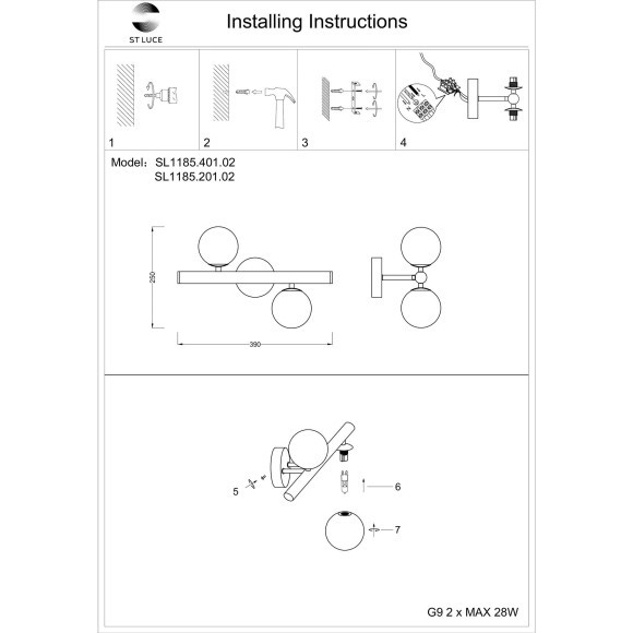 SL1185.401.02 Бра ST-Luce Черный/Белый G9 2*5W ASOLO