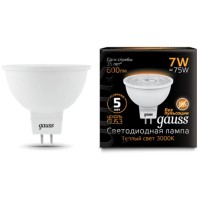 101505107 Лампа Gauss LED MR16 GU5.3 7W 600lm 2700K 1/10/100