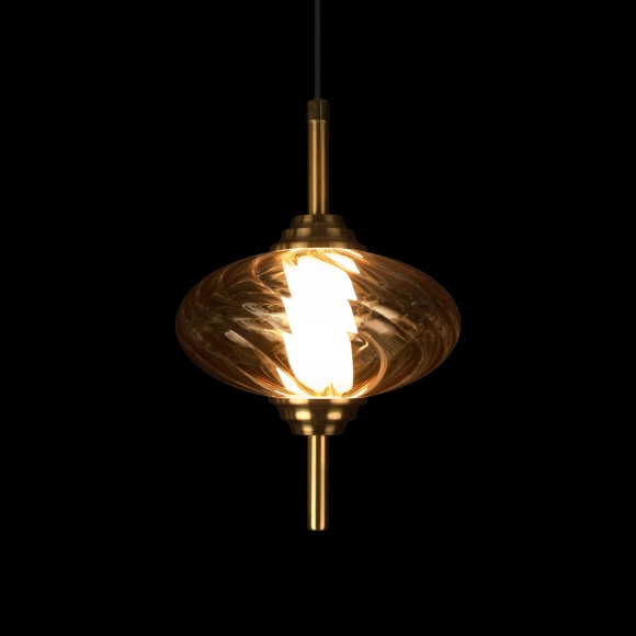 10421/C Amber LOFT IT HELIX Подвесной светильник бронзовый, стеклянный янтарный плафон, LED 8 Вт, 4000 К, 220 В