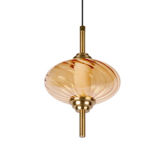 10421/C Amber LOFT IT HELIX Подвесной светильник бронзовый, стеклянный янтарный плафон, LED 8 Вт, 4000 К, 220 В