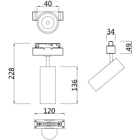 TR019-2-7W4K-B Трековый магнитный светодиодный светильник Maytoni Gravity CRI90+ 4000К 600Лм 24° 7Вт