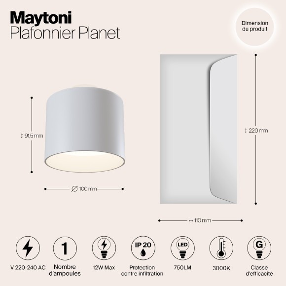 Накладной потолочный светильник Maytoni C009CW-L12W Planet светодиодный LED 12W