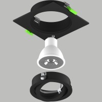 Светильник квадратный черный встраиваемый MR16/GU10 max 12Вт Singo Base Lightstar 011625