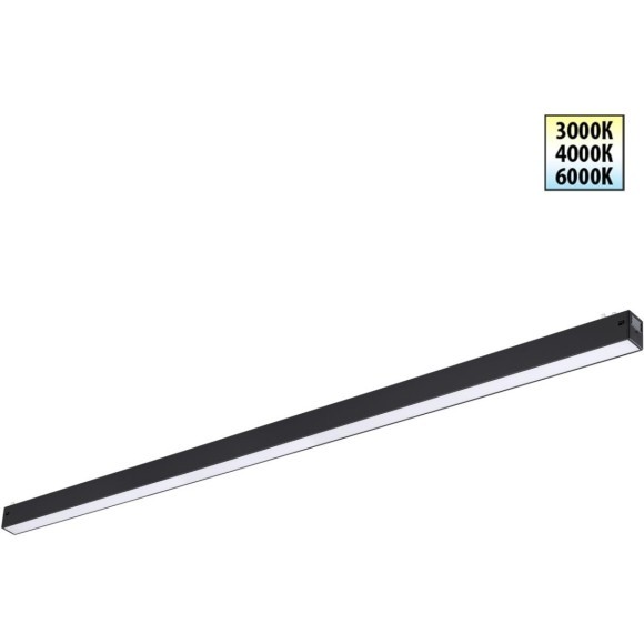 359942 Черный трековый линейный светильник 87см с перекл. цв. темп. 3000;4000;6000К (токопроводящий) 220В 30Вт 120° 1950Лм CRI90 Novotech VECTOR
