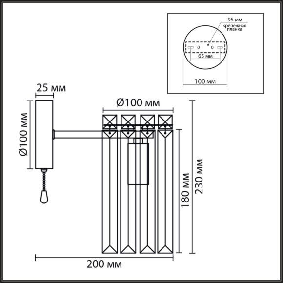 Бра E14 1*40W 220V FAVLA 8348/1W