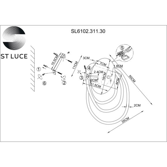SL6102.311.30 Светильник настенный ST-Luce Латунь/Белый LED 1*30W 4000K SAGRATO