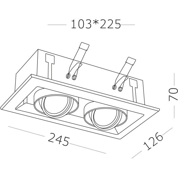 ST250.558.02 Св-к встр. Черный, Белый GU10 2*50W  IP20 L245xW126xH70 220V Без ламп Встраиваемые светильники
