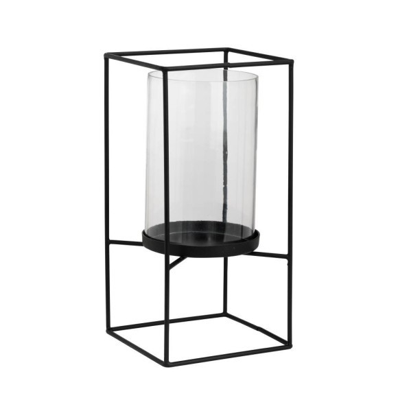 422312 Подсвечник  KANMAW L130, B130, H250 металл, стекло черный, прозрачный