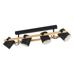 43558 HORNWOOD Потолочный светильник с 4 лампами E27, 104Вт, L1000, W190, H275, металл/дерево, черный/коричневый 43558 HORNWOOD Потолочный светильник с 4 лампами E27, 104Вт, L1000, W190, H275, металл/дерево, черный/коричневый