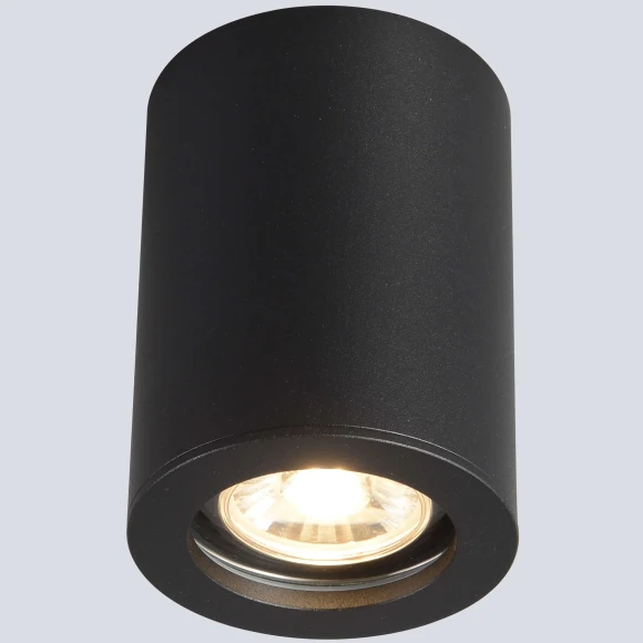 Crystal Lux CLT 422C BL Черный накладной потолочный влагозащищенный минималистичный светодиодный светильник под сменную лампу GU10, черный матовый металл, защита IP44