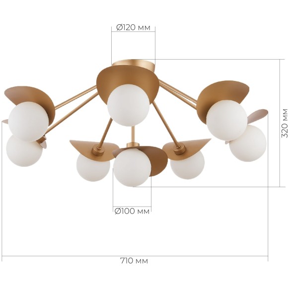 SLE220502-08 Светильник потолочный Золотистый/Белый G9 8*5W BOLZANO