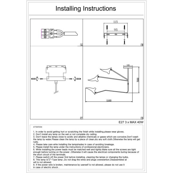 SL305.402.03 Люстра потолочная ST-Luce Черный/Черный, Белый E27 3*60W SPRUZZO