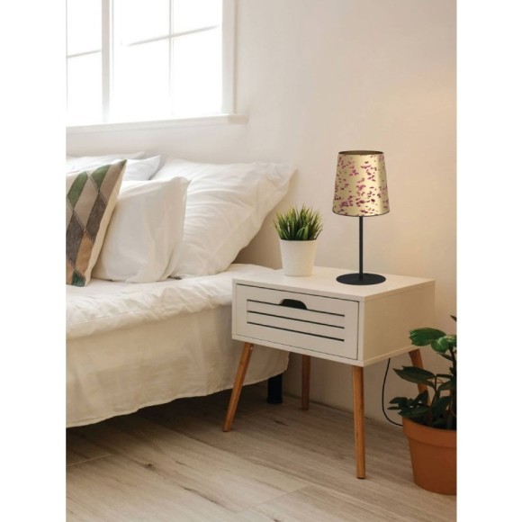 390294 Настольная лампа CASTUERA, 1X25W (E27), H470, сталь, черный / бумага с розовыми лепестками, з