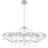 10586/900 Silver Asfour Loft It MIRA Подвесной светильник, LED 27 Вт, 3000 К, 3240 Лм, IP20, 12–24 В, серебристое металлическое основание, прозрачный хрустальный плафон