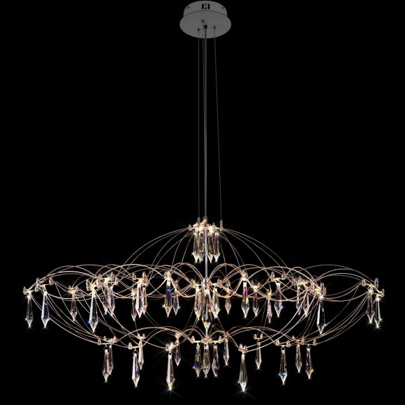 10586/900 Silver Asfour Loft It MIRA Подвесной светильник, LED 27 Вт, 3000 К, 3240 Лм, IP20, 12–24 В, серебристое металлическое основание, прозрачный хрустальный плафон